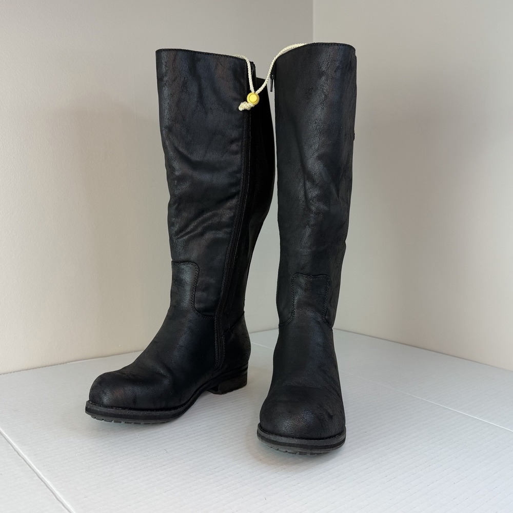 New Lane Bryant Black Faux Leather Wide Calf Zip Riding Boots 7EW